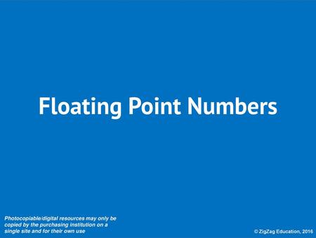 Floating Point Numbers