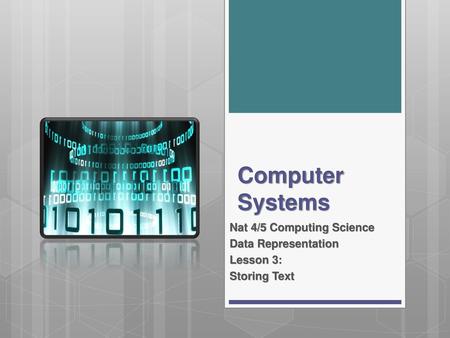 Nat 4/5 Computing Science Data Representation Lesson 3: Storing Text