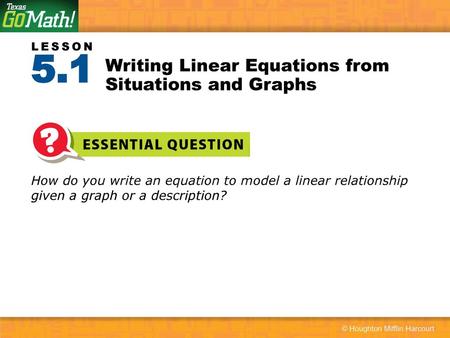 Writing Linear Equations from Situations and Graphs