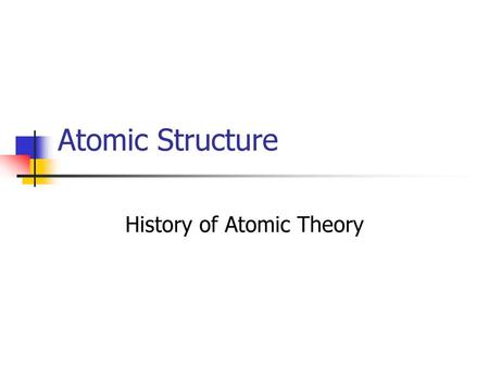 History of Atomic Theory