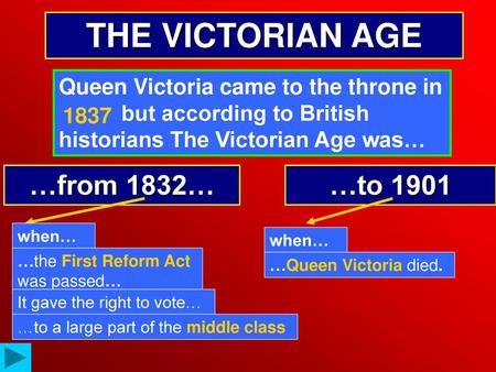 THE VICTORIAN AGE …from 1832… …to 1901