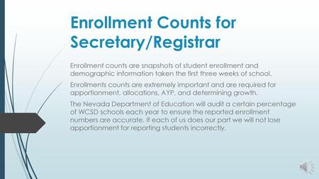 Enrollment Counts for Secretary/Registrar