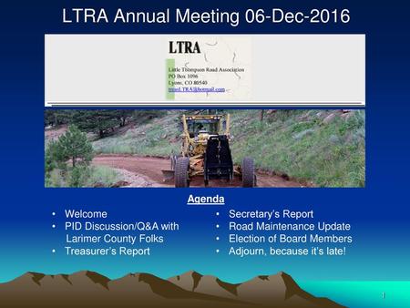 LTRA Annual Meeting 06-Dec-2016