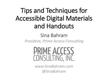 Tips and Techniques for Accessible Digital Materials and Handouts