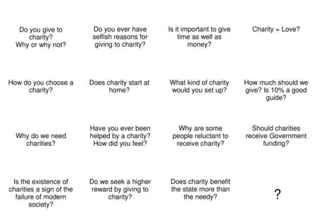 ? Do you give to charity? Why or why not?