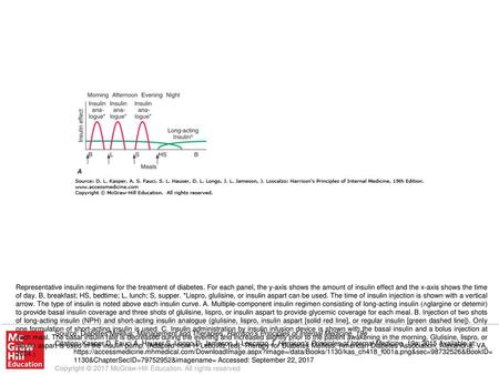 Representative insulin regimens for the treatment of diabetes