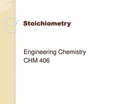 Engineering Chemistry CHM 406