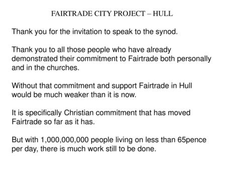 FAIRTRADE CITY PROJECT – HULL