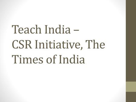 Teach India – CSR Initiative, The Times of India