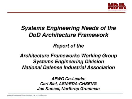 Systems Engineering Needs of the DoD Architecture Framework