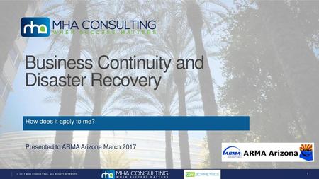 Business Continuity and Disaster Recovery