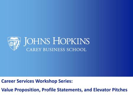 Career Services Workshop Series: