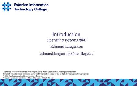 Introduction Operating systems I800