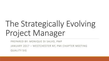 The Strategically Evolving Project Manager