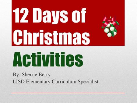 12 Days of Christmas Activities