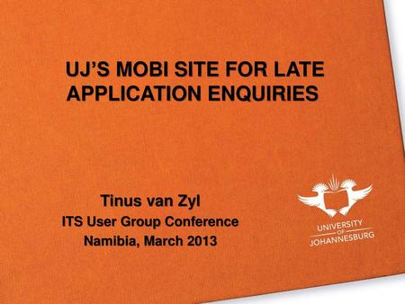 UJ’s mobi site for late application enquiries