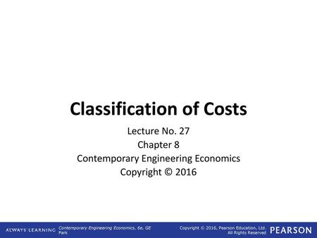 Classification of Costs