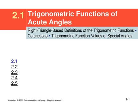 Trigonometric Functions of Acute Angles