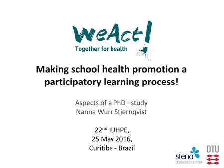 Making school health promotion a participatory learning process!