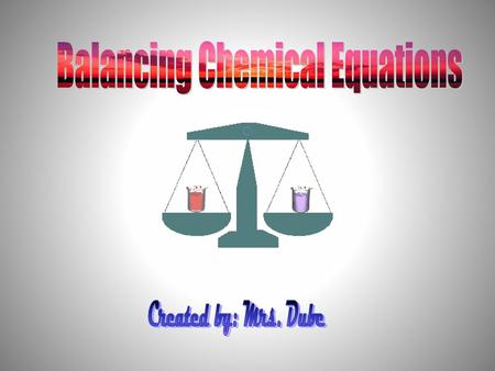 Balancing Chemical Equations