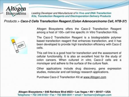 Altogen labs Leading Developer and Manufacturer of In Vivo and DNA Transfection Kits, Transfection Reagents and Electroporation Delivery Products Products.