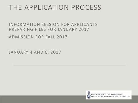 The Application Process