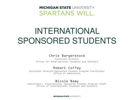 INTERNATIONAL SPONSORED STUDENTS