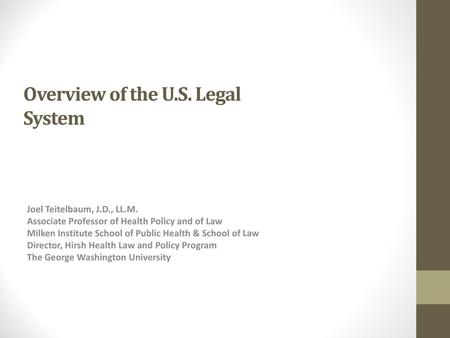 Overview of the U.S. Legal System