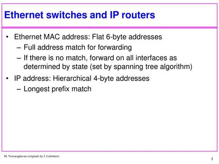 Ethernet switches and IP routers