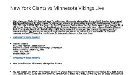 New York Giants vs Minnesota Vikings Live