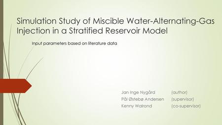 Input parameters based on literature data Jan Inge Nygård		(author)