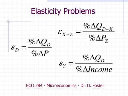 ECO Microeconomics - Dr. D. Foster