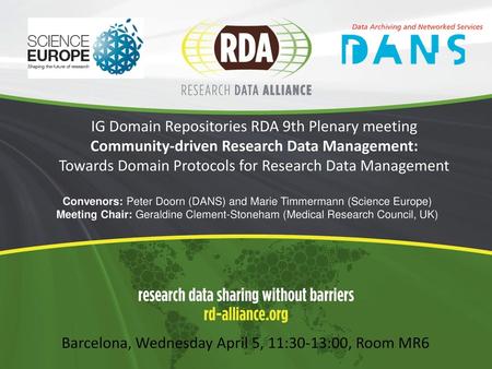 Towards Domain Protocols for Research Data Management