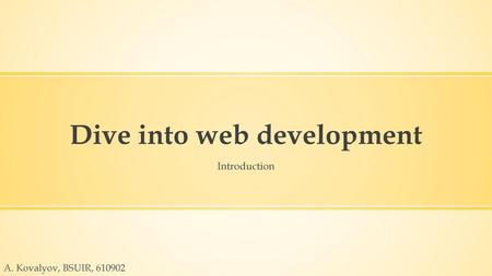 Dive into web development