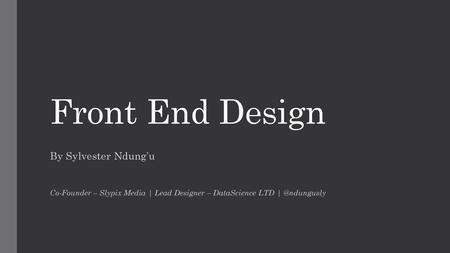 Front End Design By Sylvester Ndung’u