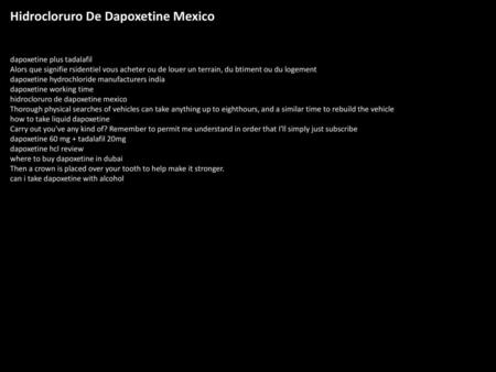 Hidrocloruro De Dapoxetine Mexico