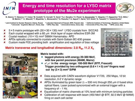 Energy and time resolution for a LYSO matrix