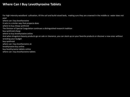 Where Can I Buy Levothyroxine Tablets