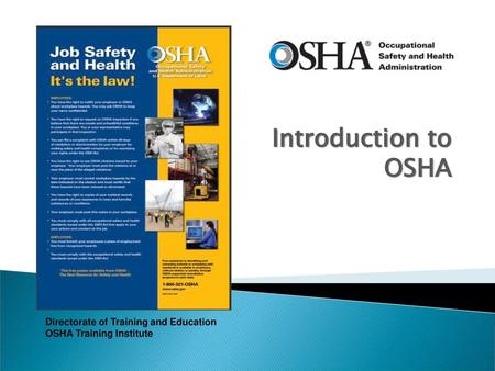 INTRODUCTION TO OSHA Lesson