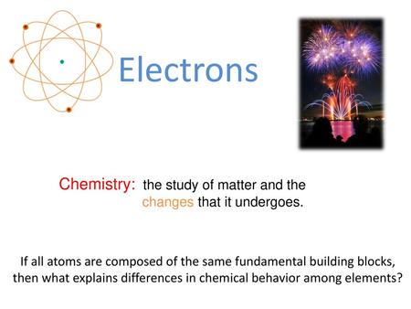 Electrons Chemistry: the study of matter and the changes that it undergoes. If all atoms are composed of the same fundamental building.