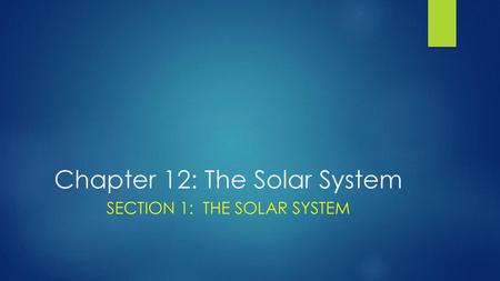 Chapter 12: The Solar System