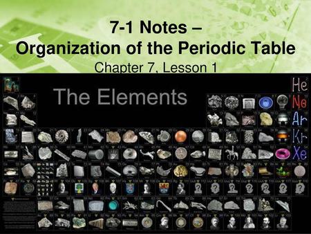 7-1 Notes – Organization of the Periodic Table