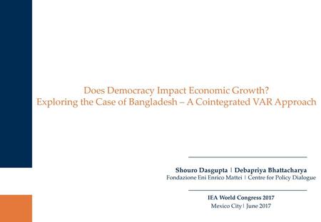 1.	Introduction The relationship between democracy and economic growth has received considerable attention in recent years But the debate on whether democracy.