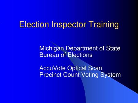 Election Inspector Training