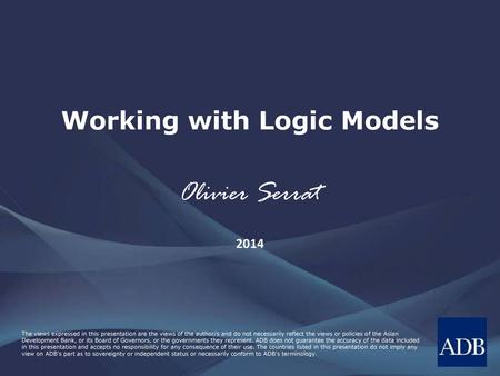 Working with Logic Models