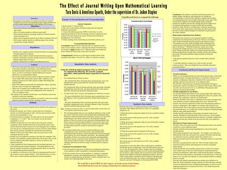 The Effect of Journal Writing Upon Mathematical Learning