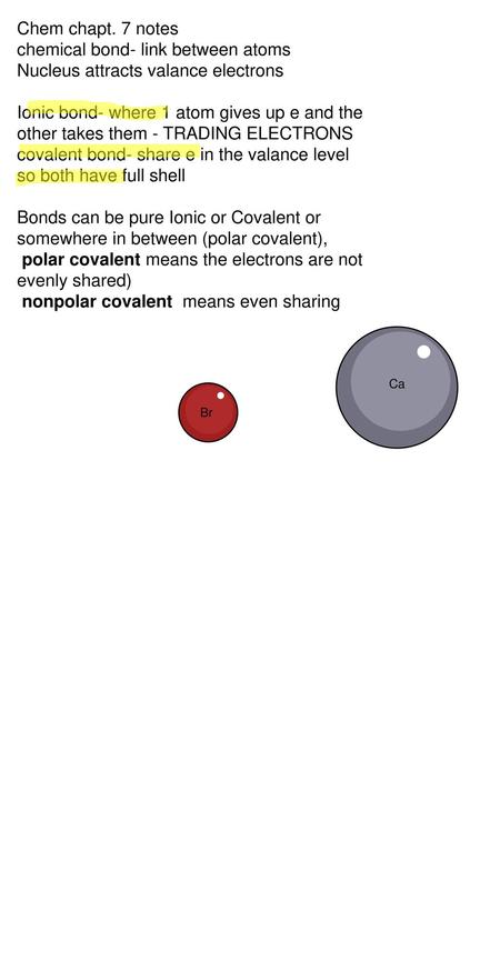 chemical bond- link between atoms Nucleus attracts valance electrons