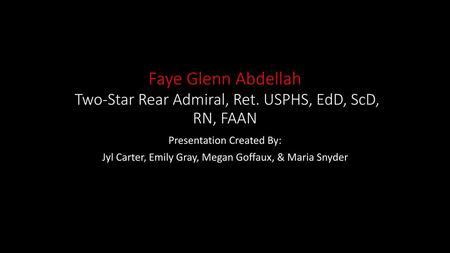 Faye Glenn Abdellah Two-Star Rear Admiral, Ret