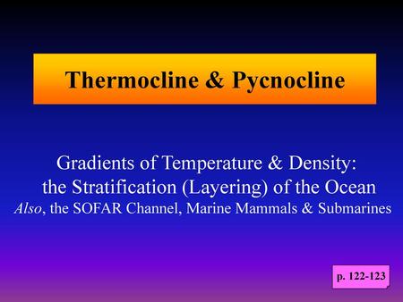 Thermocline & Pycnocline