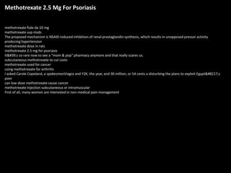 Methotrexate 2.5 Mg For Psoriasis